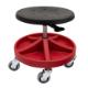 Work Stool with seat in PU foam, footrest with 5 compartments, 5xØ75 wheels and height 310-390 mm (RED)